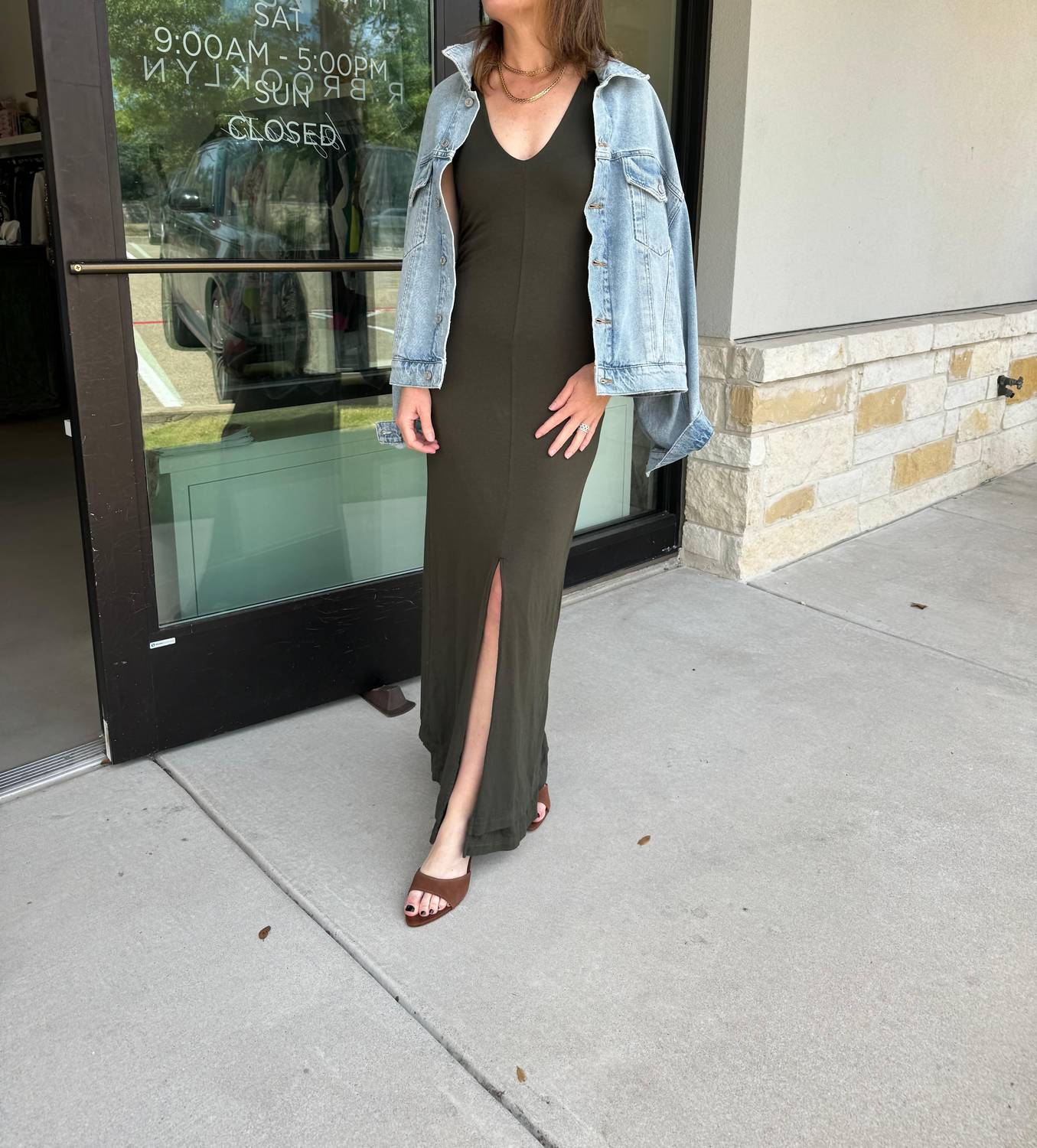 Les Tien - Ali Double V Tank Dress - clothing - dresses - green