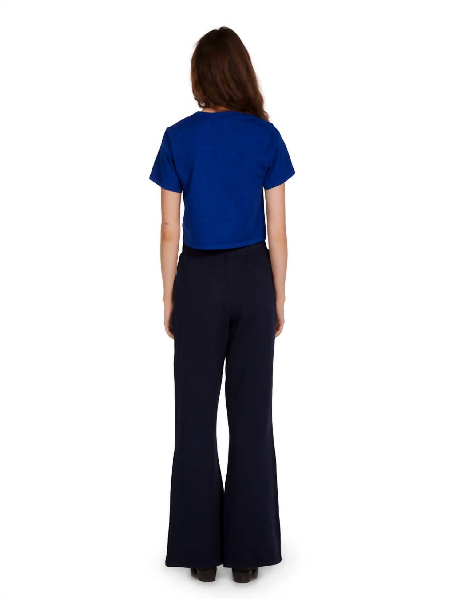 Les Tien - Daria Crop Tee - blue - clothing - cotton