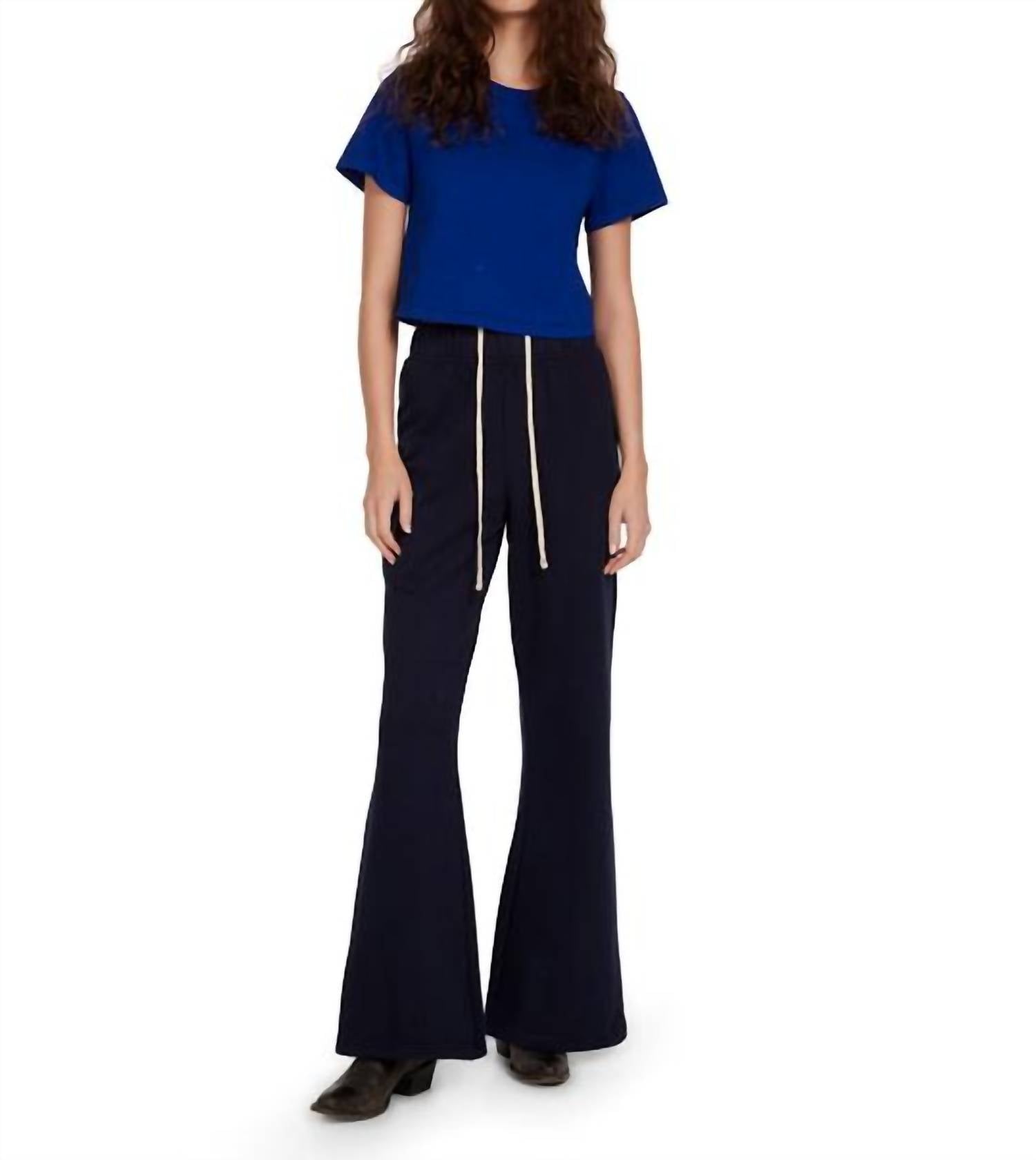 Les Tien - Daria Crop Tee - blue - clothing - cotton
