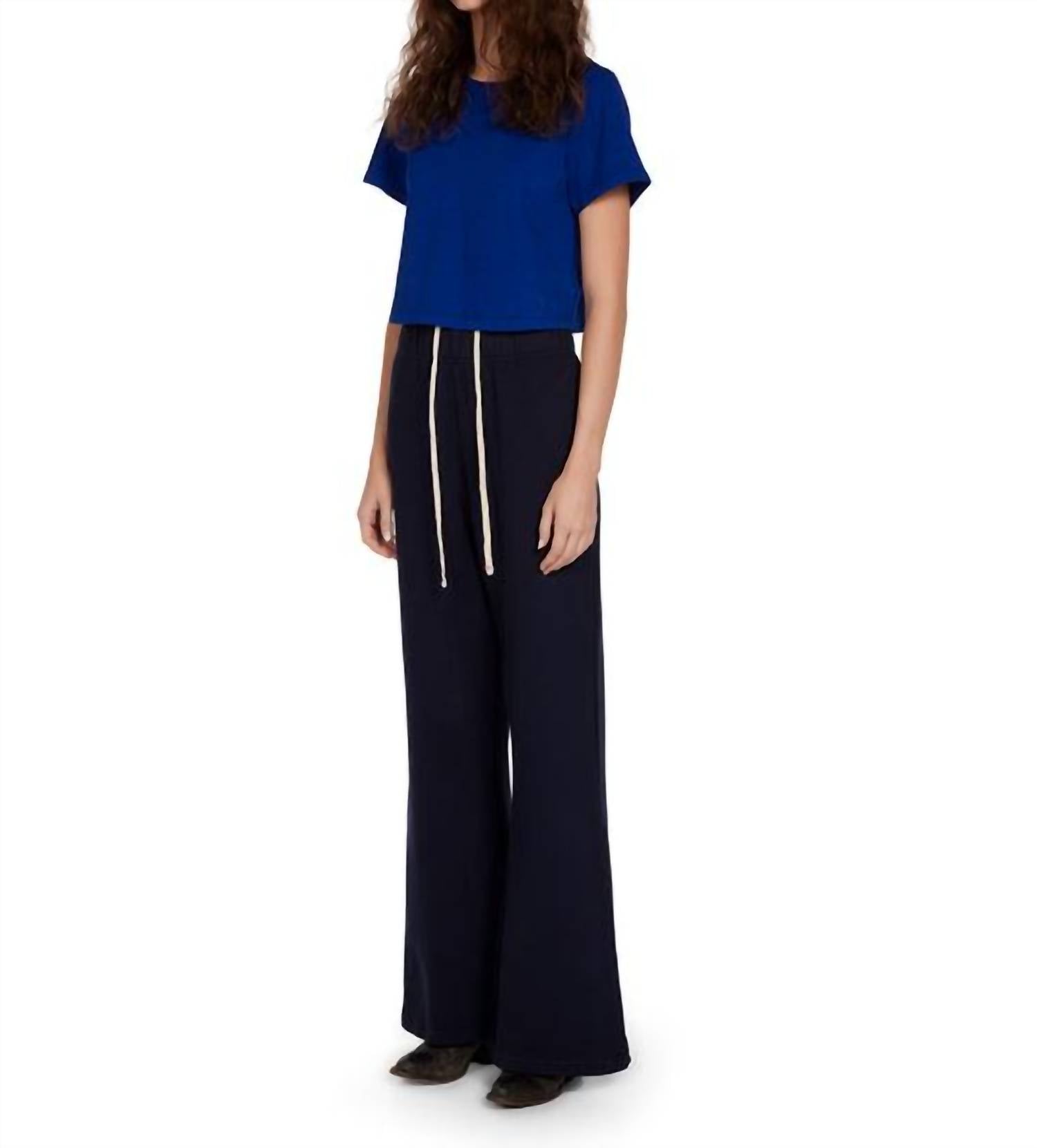 Les Tien - Daria Crop Tee - blue - clothing - cotton