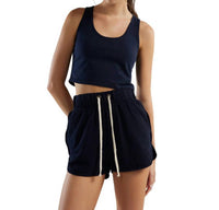Les Tien - Kerry Crop Tank - blue - clothing - cotton