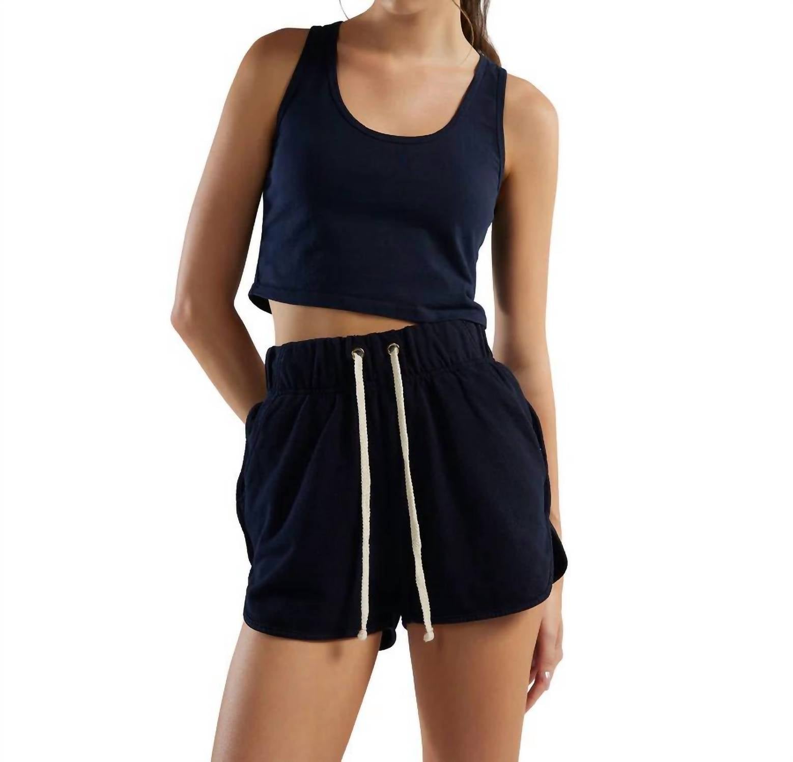 Les Tien - Kerry Crop Tank - blue - clothing - cotton