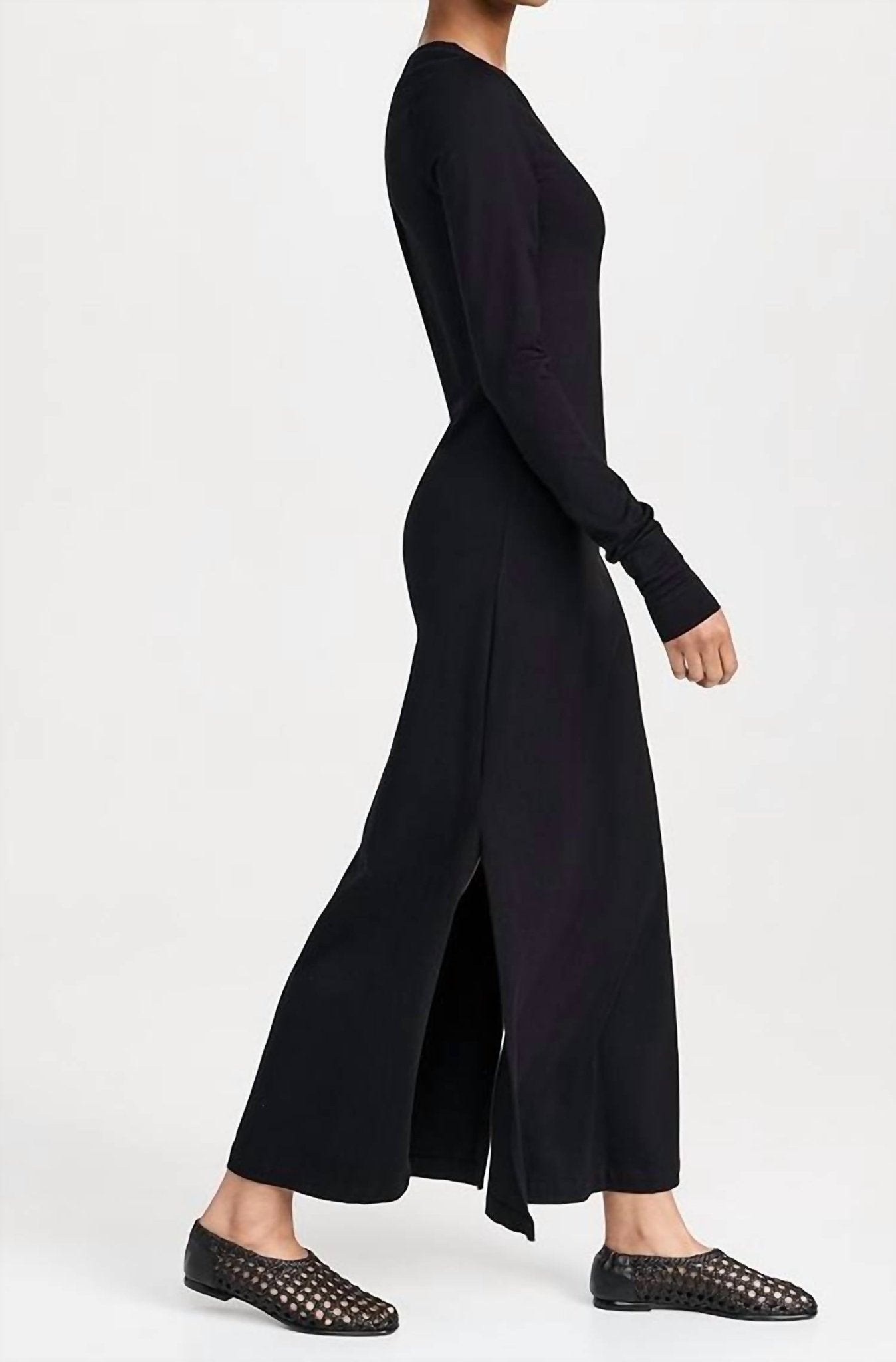 Les Tien - Lily Long Sleeve Maxi Dress - black - clothing - dresses