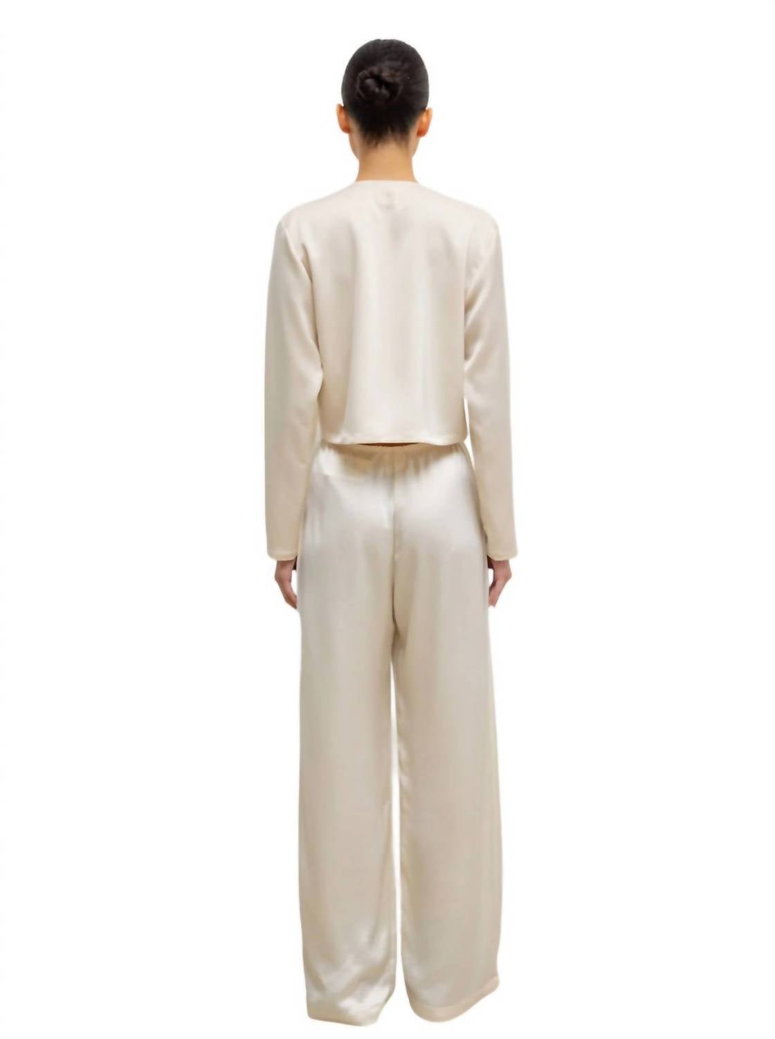 Leset - Barb Satin Crew Cardigan - cardigans - clothing - shirts