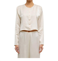 Leset - Barb Satin Crew Cardigan - cardigans - clothing - shirts