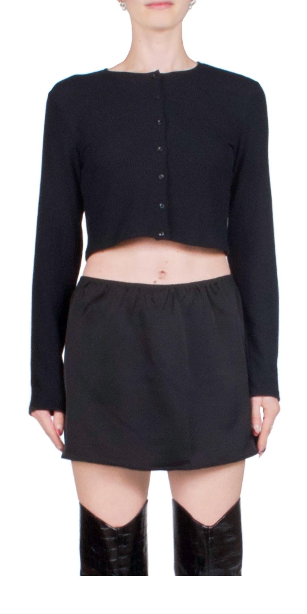 Leset - Lauren Crop Cardigan - black - cardigans - clothing