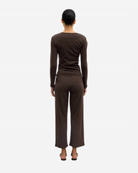 Leset - Pointelle Cotton Long-sleeve Slim Fit Top
