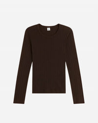 Leset - Pointelle Cotton Long-sleeve Slim Fit Top