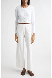 Leset - Pointelle Cropped Cardigan
