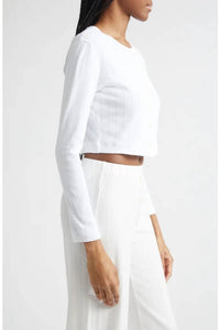 Leset - Pointelle Cropped Cardigan
