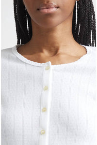 Leset - Pointelle Cropped Cardigan