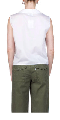 Leset - Yoko Collared Button Tank - clothing - cotton - solid