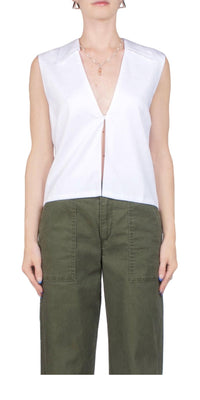 Leset - Yoko Collared Button Tank - clothing - cotton - solid