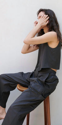 Leset - Yoko Crop Painter Pant - ankle - black - clothing