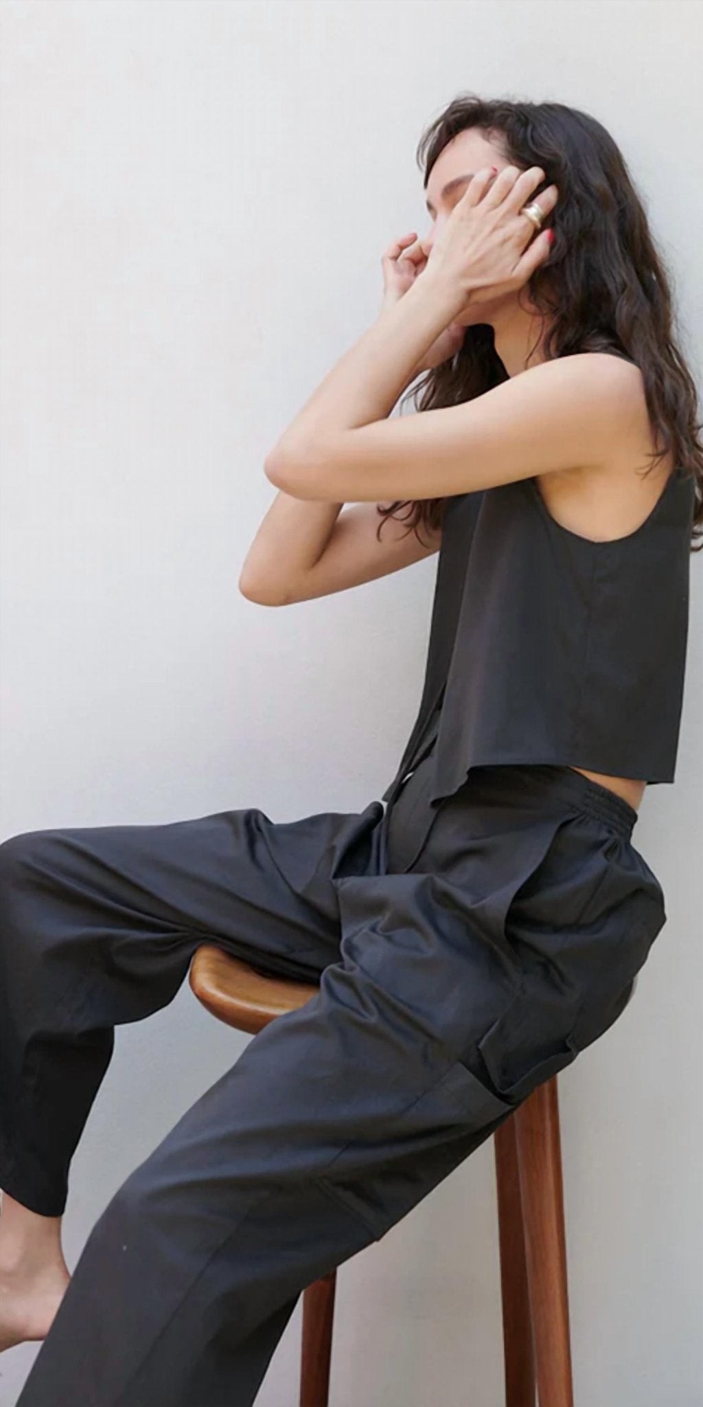 Leset - Yoko Crop Painter Pant - ankle - black - clothing