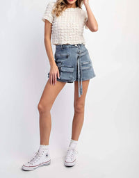 Levee - Lila Textured Top - clothing - crop - tops - polyester