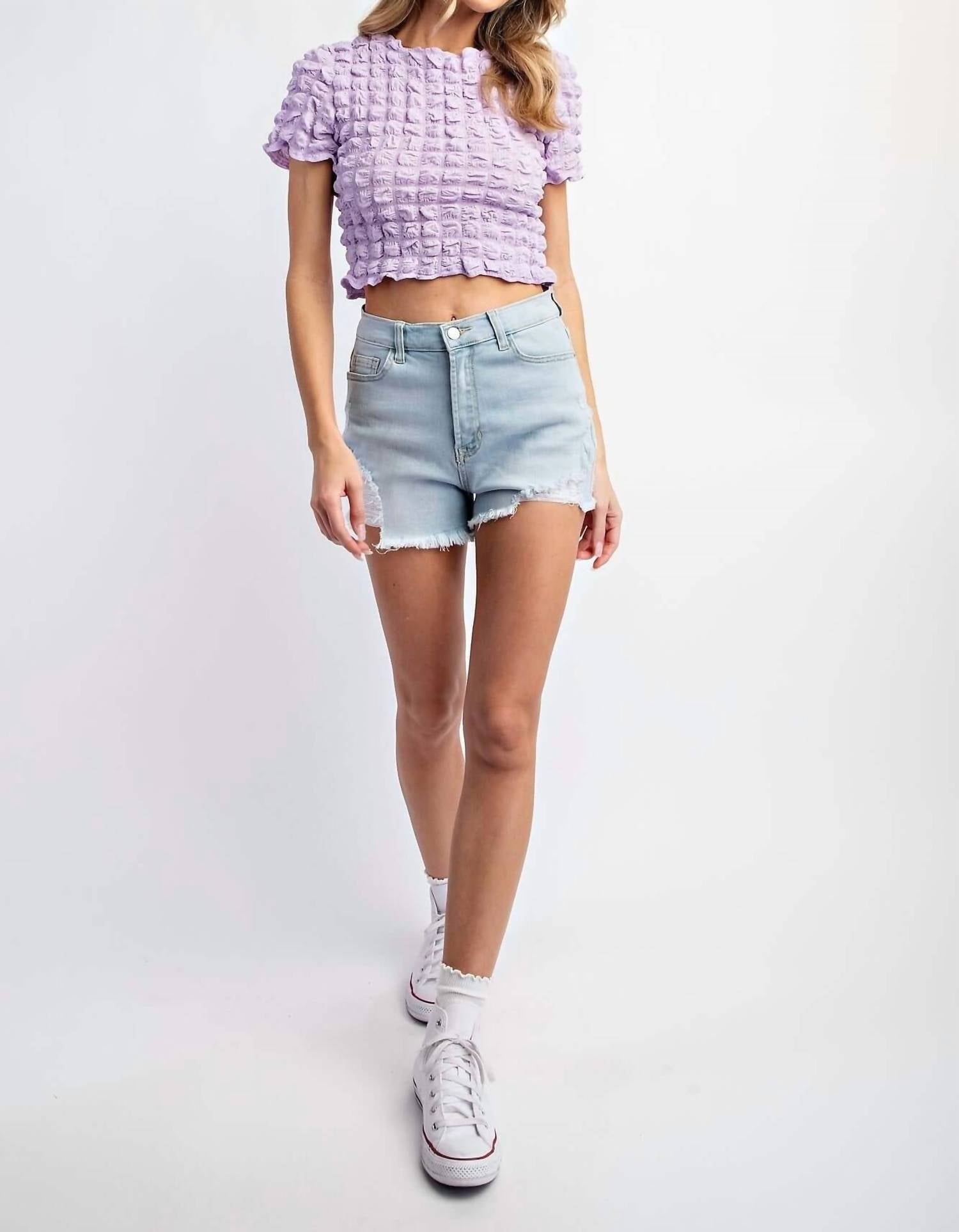 Levee - Lila Textured Top - clothing - crop - tops - polyester