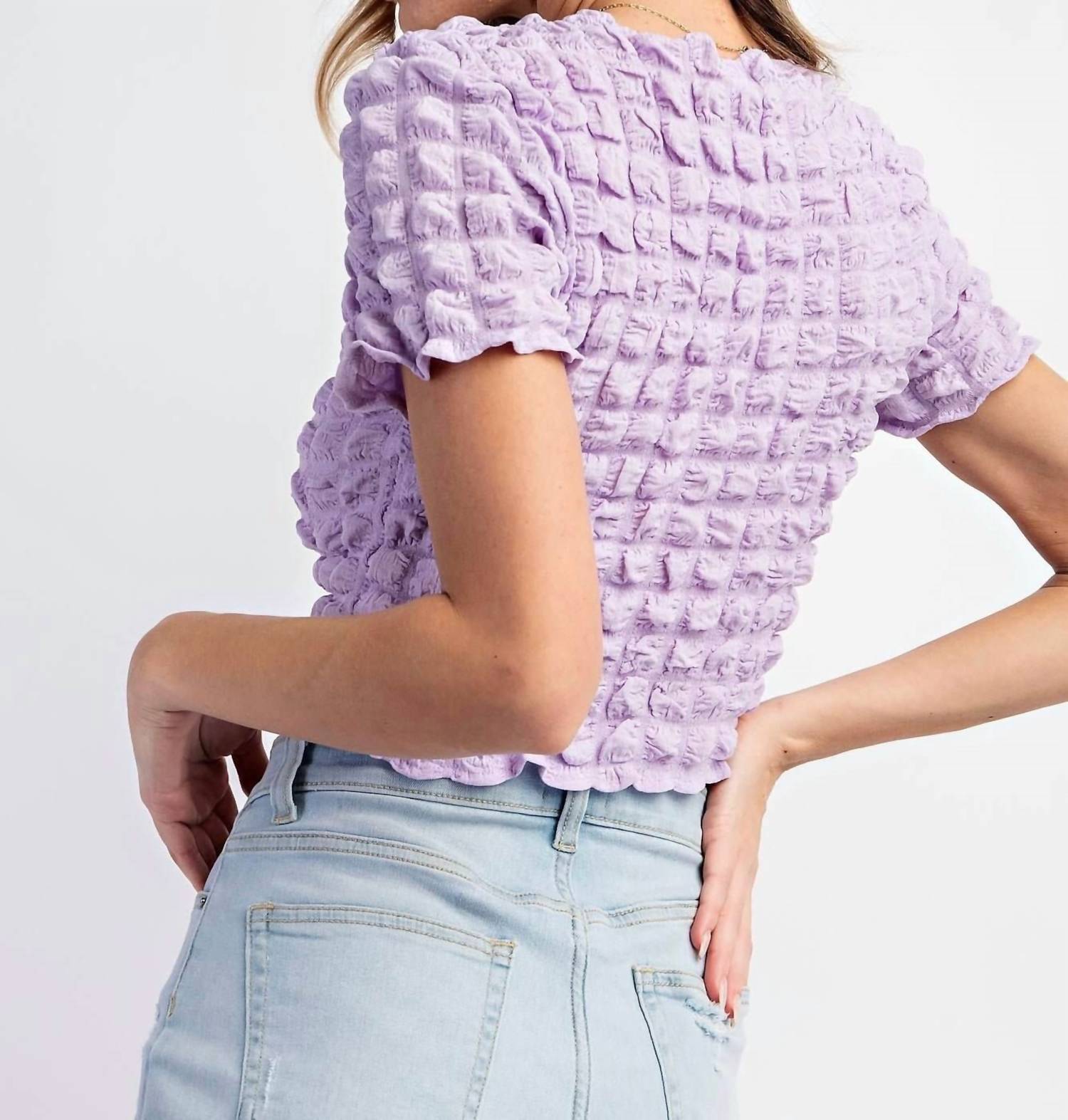 Levee - Lila Textured Top - clothing - crop - tops - polyester