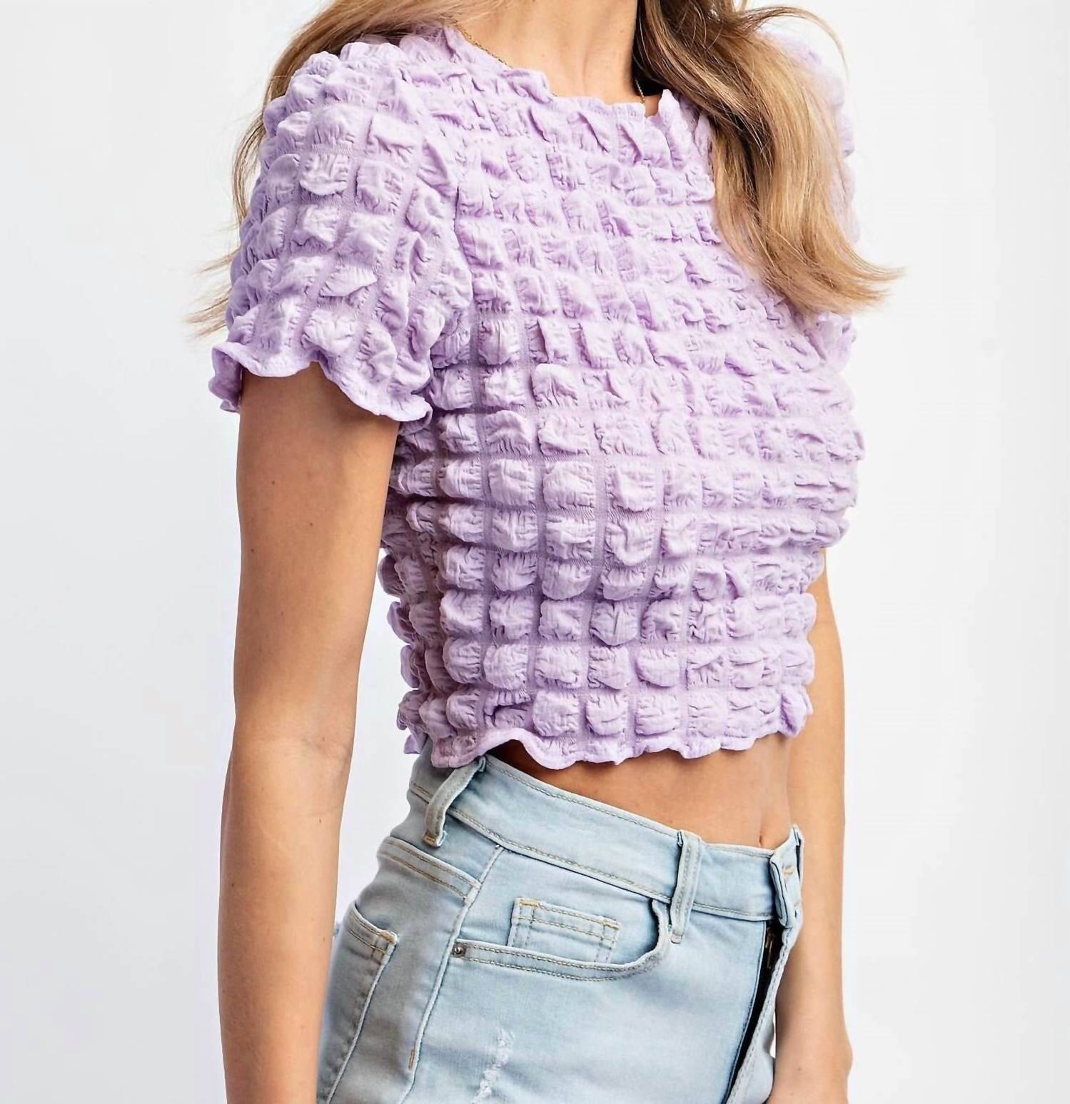 Levee - Lila Textured Top - clothing - crop - tops - polyester