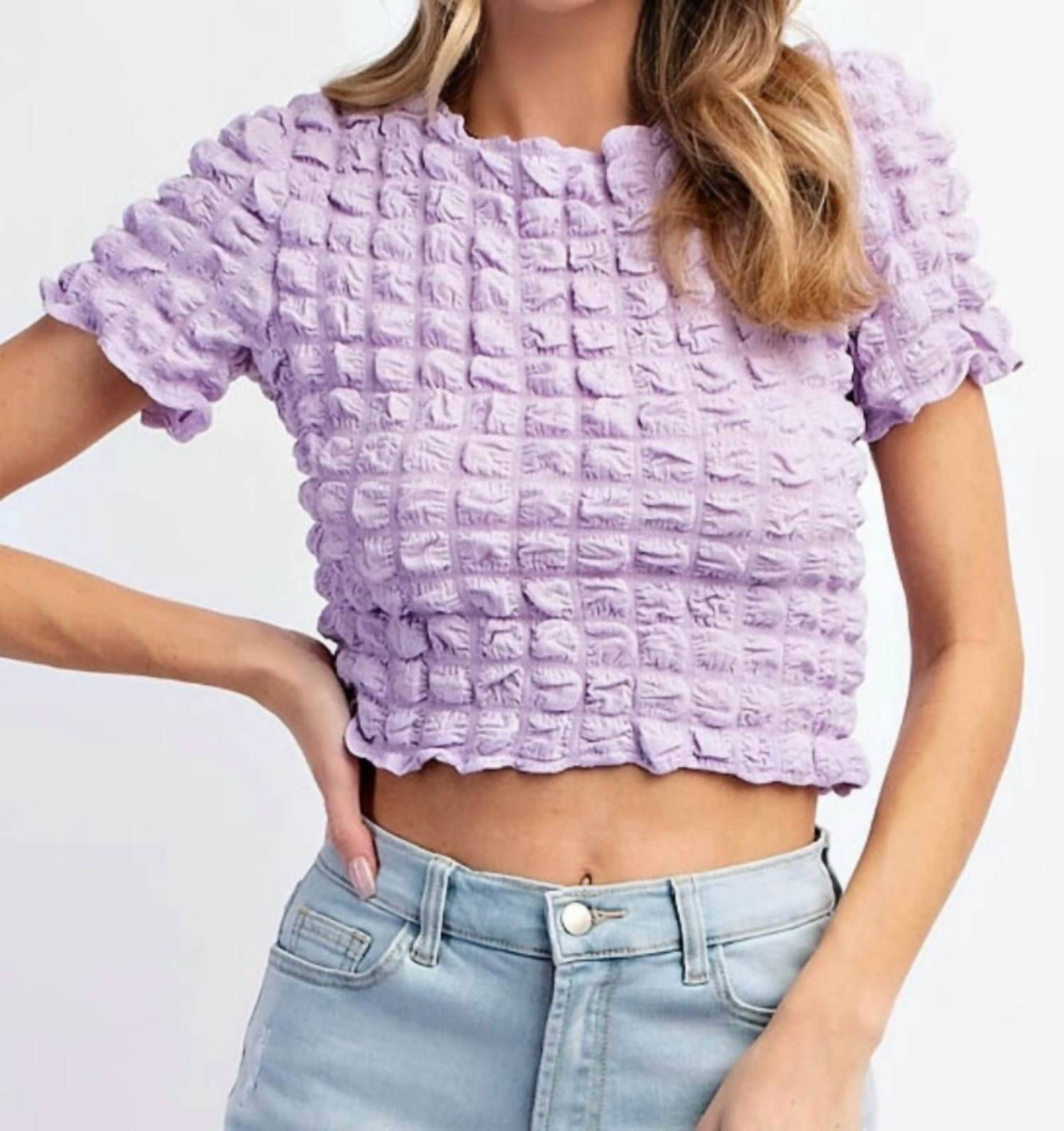 Levee - Lila Textured Top - clothing - crop - tops - polyester