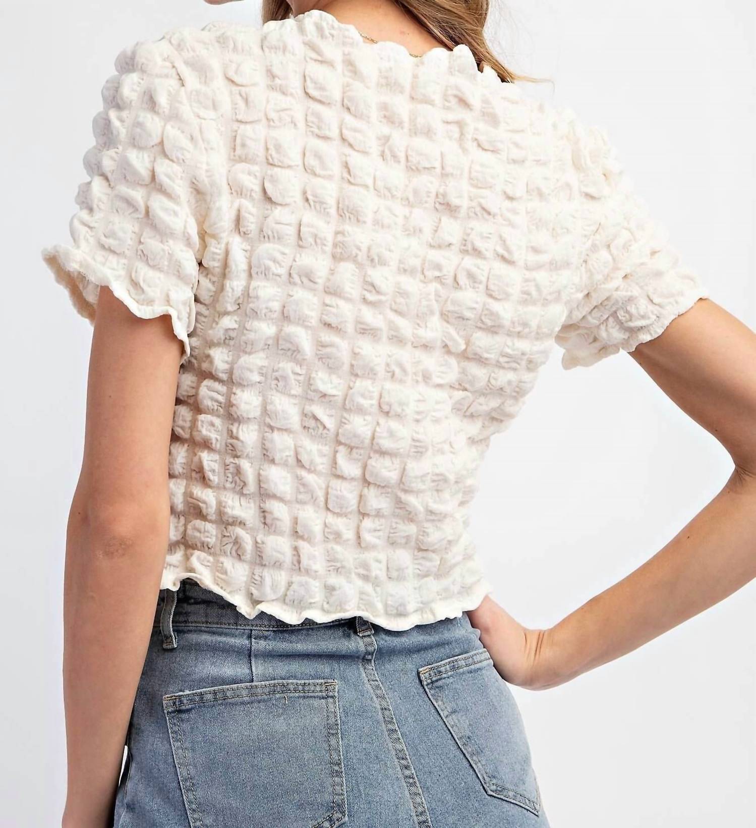 Levee - Lila Textured Top - clothing - crop - tops - polyester
