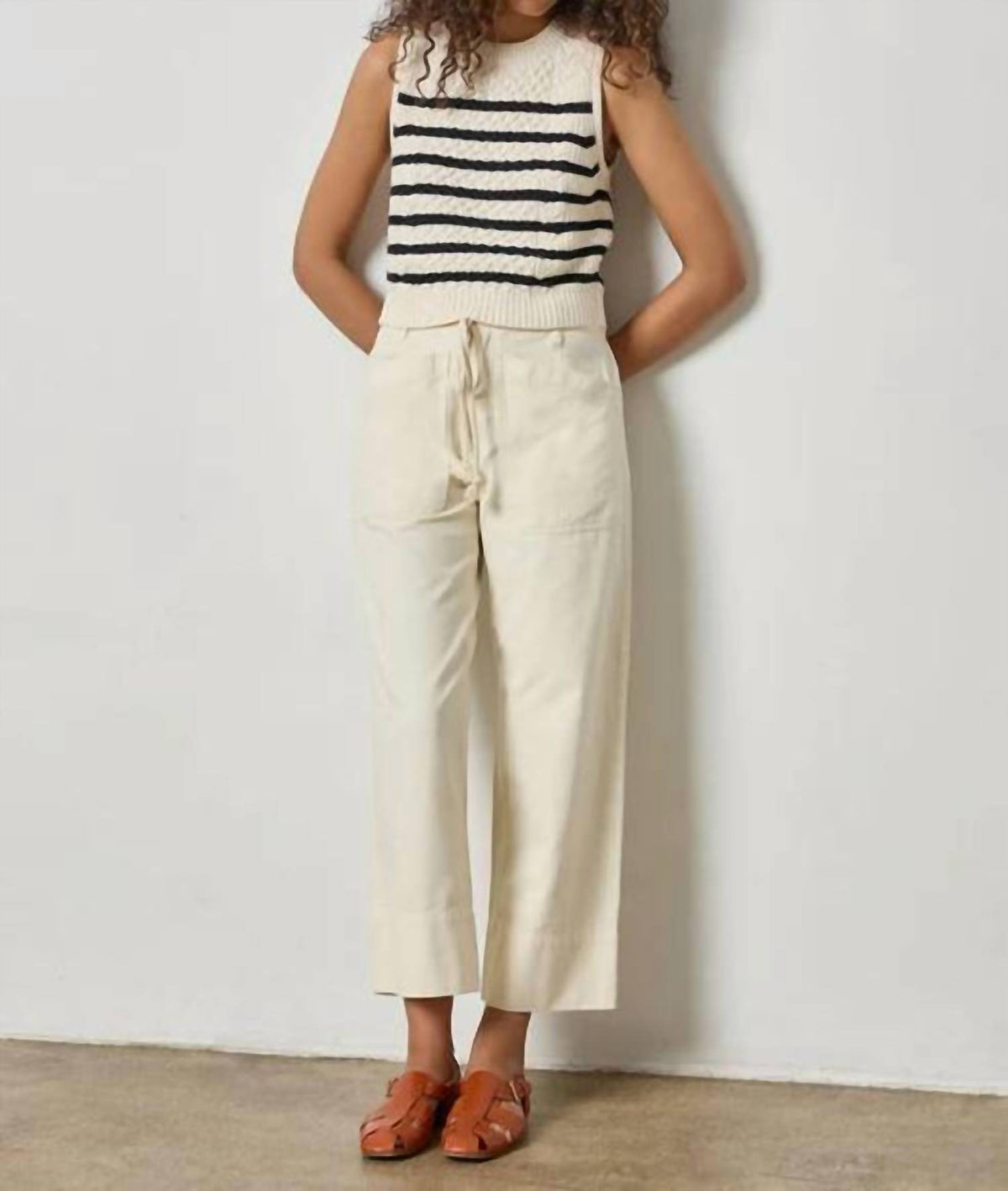 Lilla P - Cropped Cable Tank Sweater