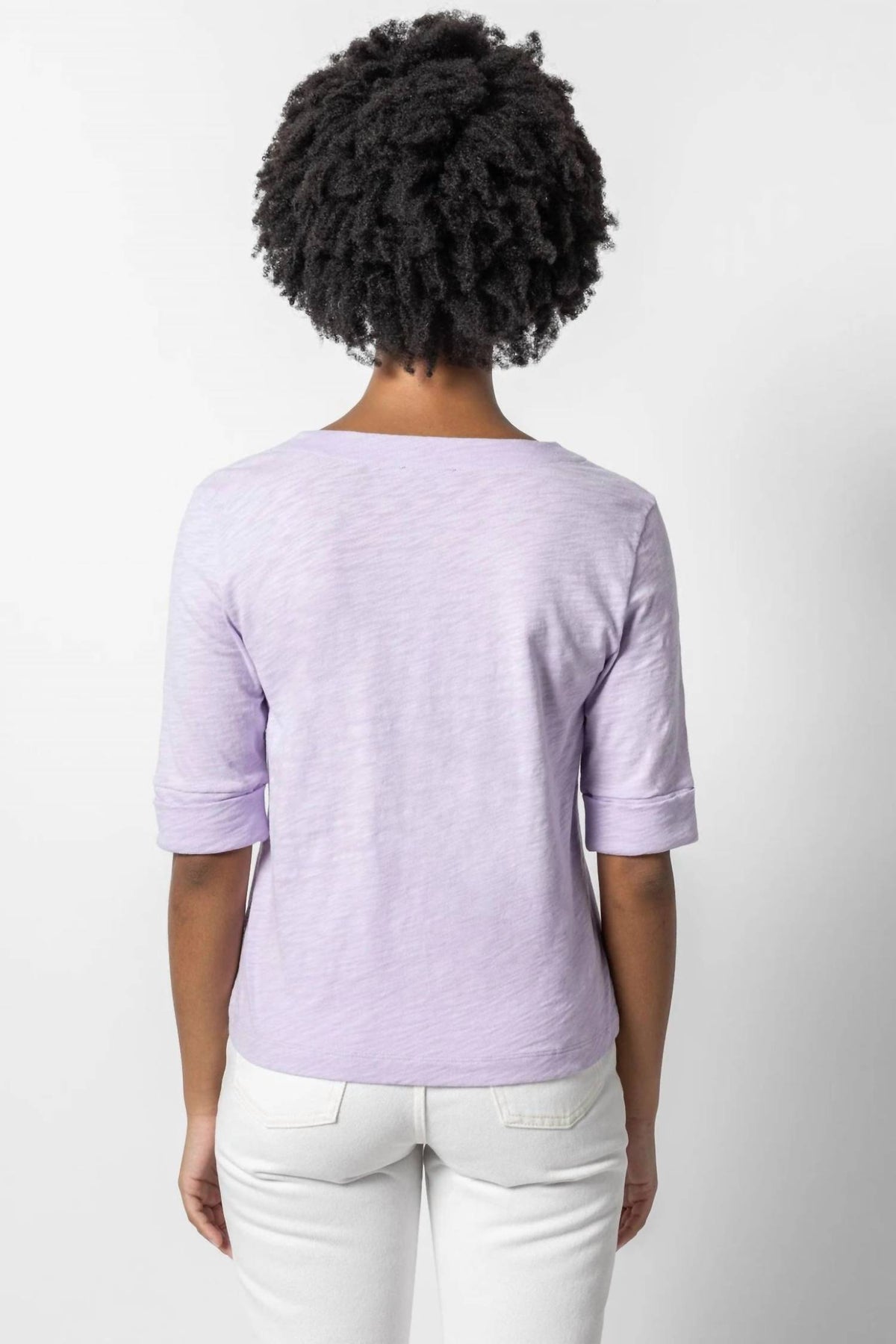 Lilla P - Cuffed Elbow V-neck Top