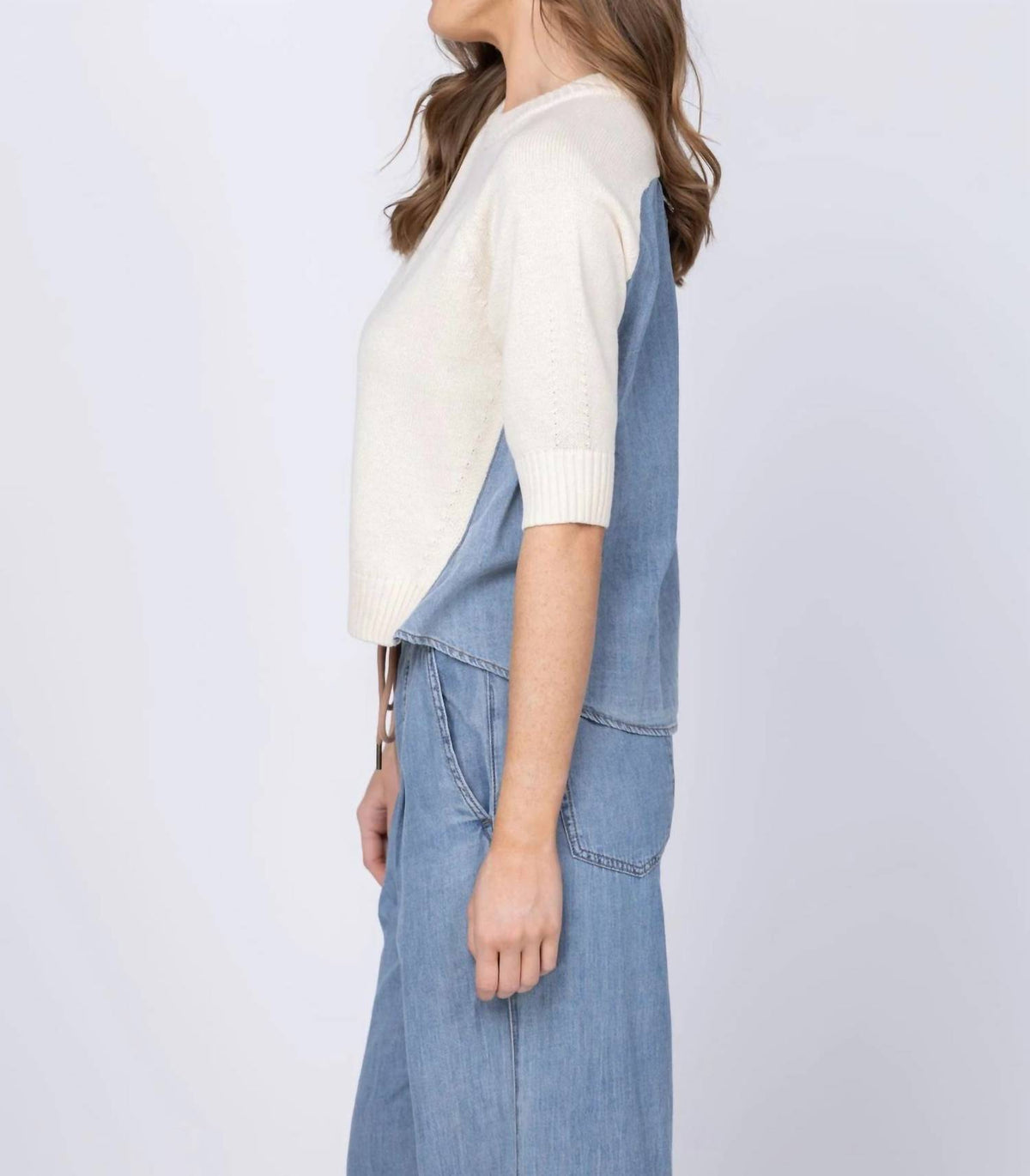 Lilla P - Denim Elbow Sleeve Sweater