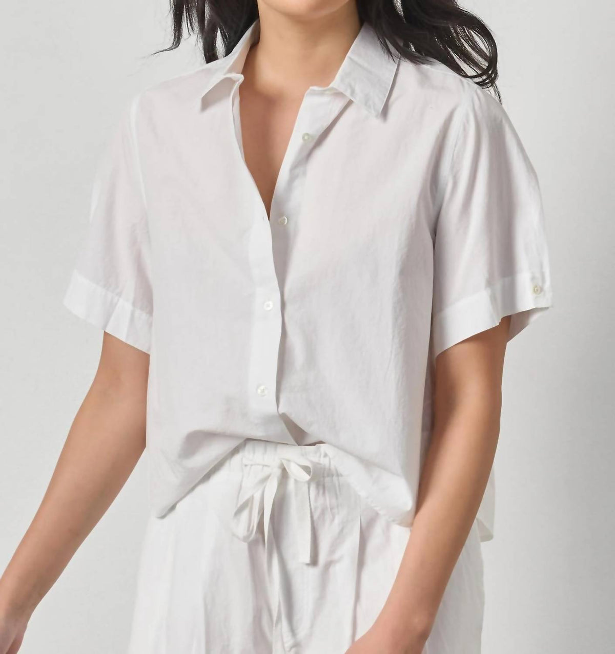 Lilla P - Folded Sleeve Button Down Shirt