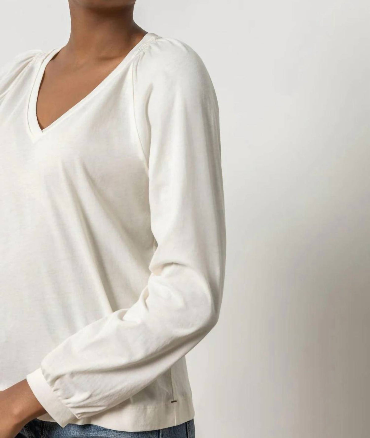 Lilla P - Full Sleeve Smocked V-neck