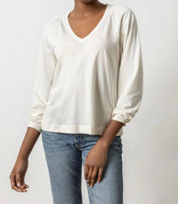 Lilla P - Full Sleeve Smocked V-neck