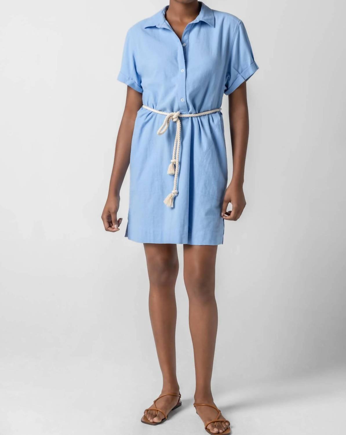 Lilla P - Half Placket Shirt Dress - blue - casual - dress - clothing