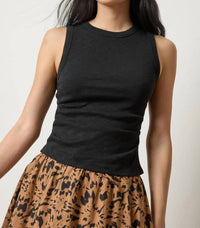 Lilla P - Rib Slub Side Pleat Tank Top