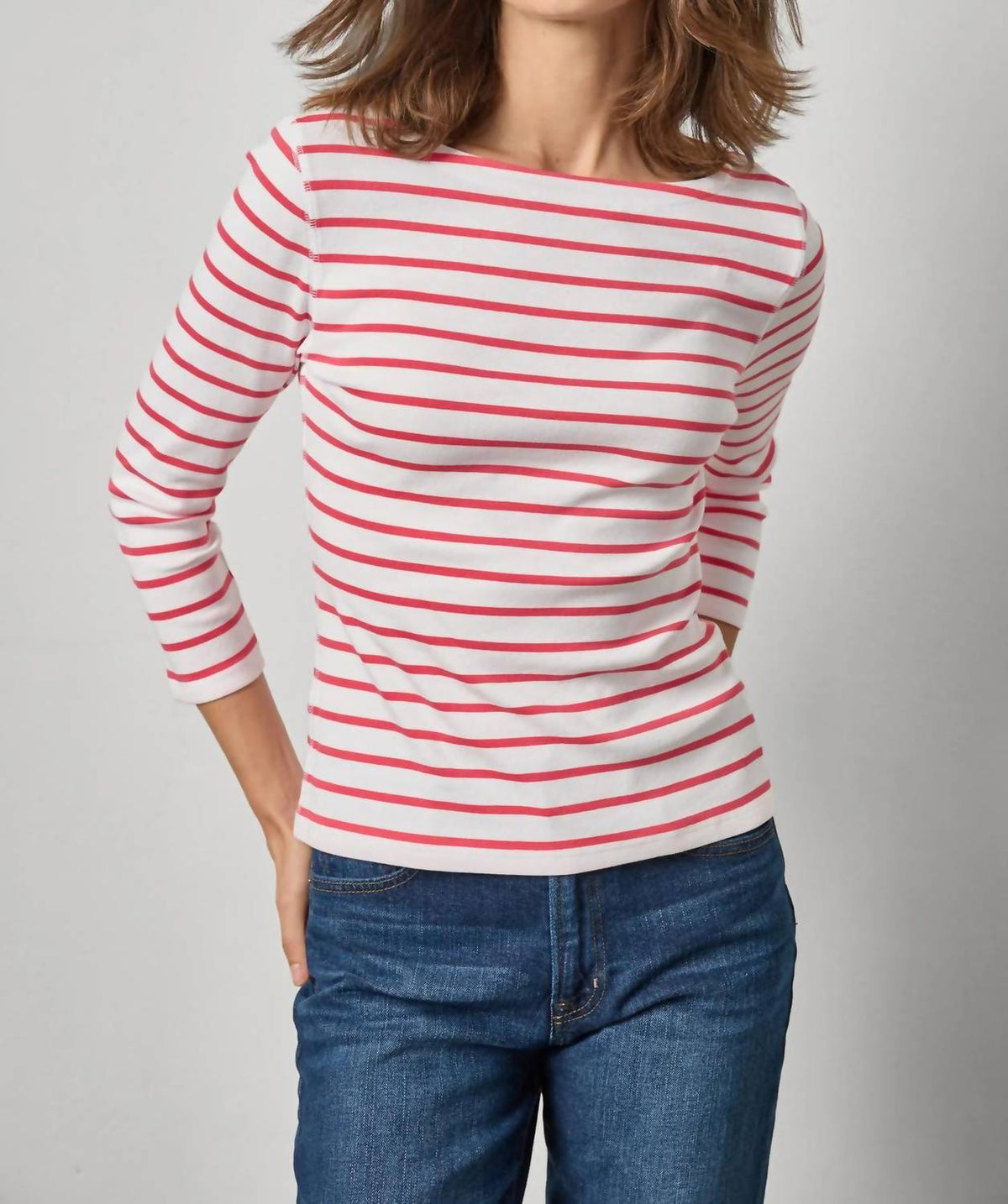 Lilla P - Rib Quarter Sleeve Boatneck Tee