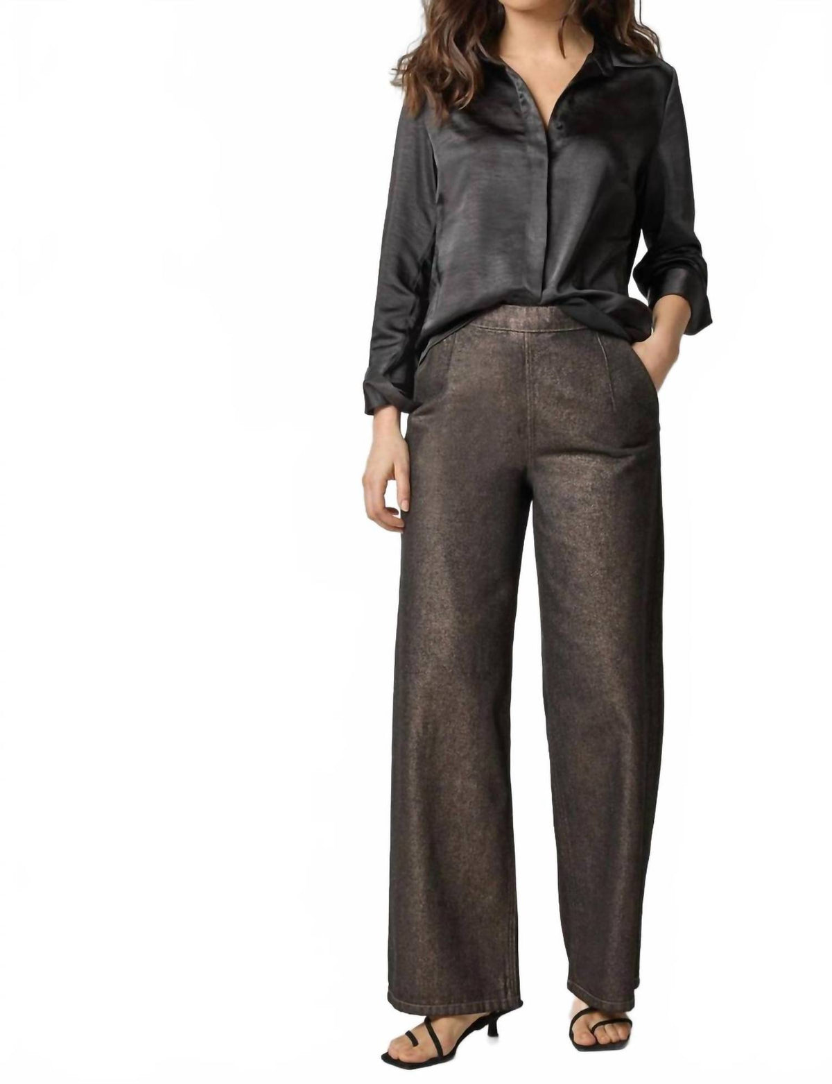 Lilla P - Satin Button Down Shirt