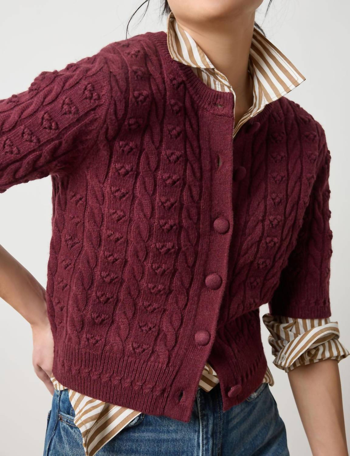 Lilla P - Short Sleeve Cardigan Sweater