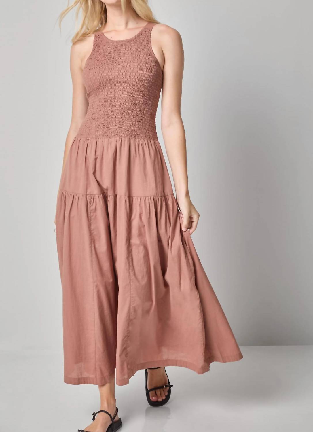 Lilla P - Smocked Bodice Midi Dress