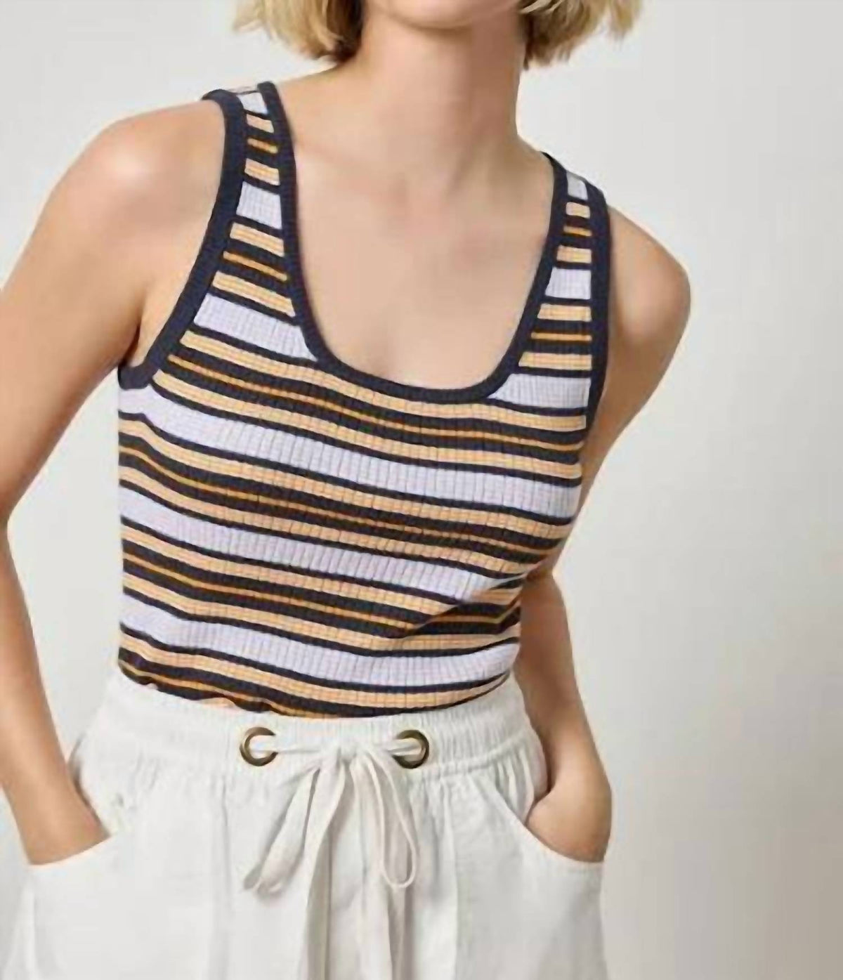 Lilla P - Striped Scoop Neck Tank