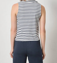 Lilla P - Striped Sleeveless Collared Top