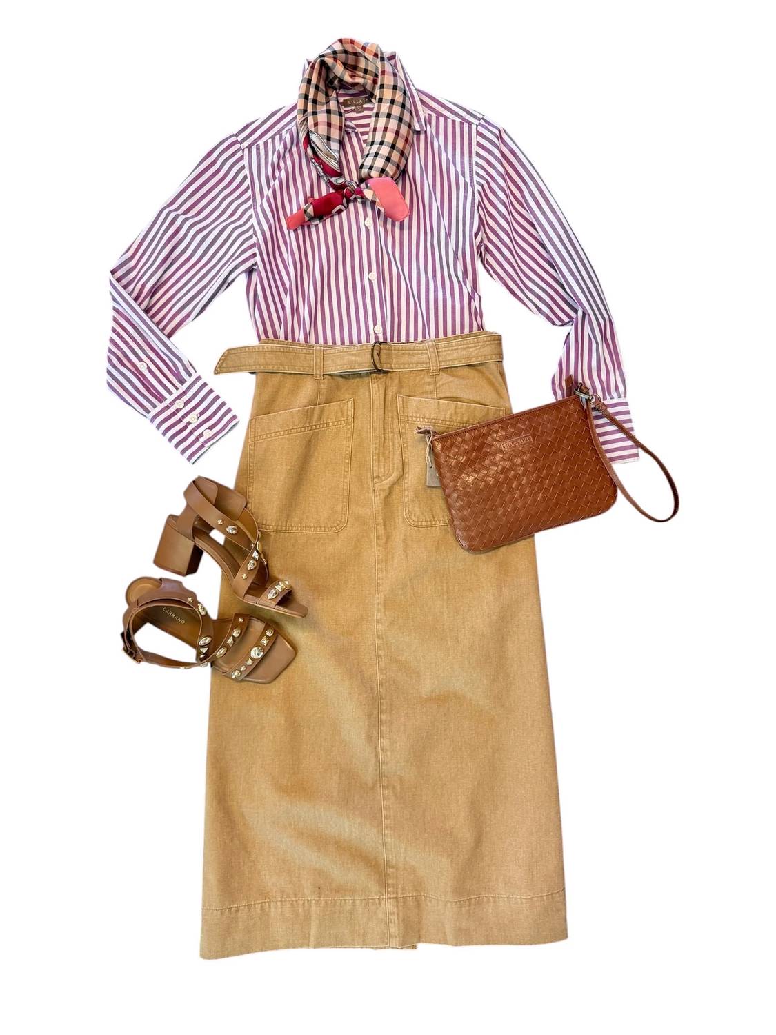 Lilla P - Washed Twill Utility Midi Skirt
