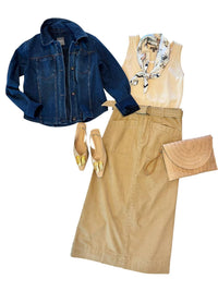 Lilla P - Washed Twill Utility Midi Skirt