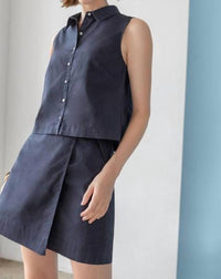 Lilla P - Women's Eyelet Pocket Wrap Skirt - blue - clothing - mini