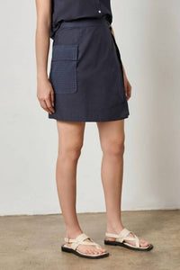 Lilla P - Women's Eyelet Pocket Wrap Skirt - blue - clothing - mini