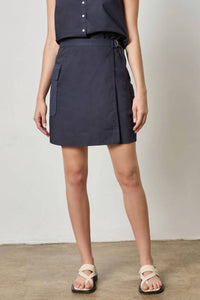 Lilla P - Women's Eyelet Pocket Wrap Skirt - blue - clothing - mini