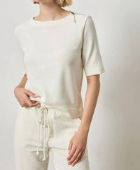 Lilla P - zippered elbow sleeve crew - clothing - tank - tops - tops