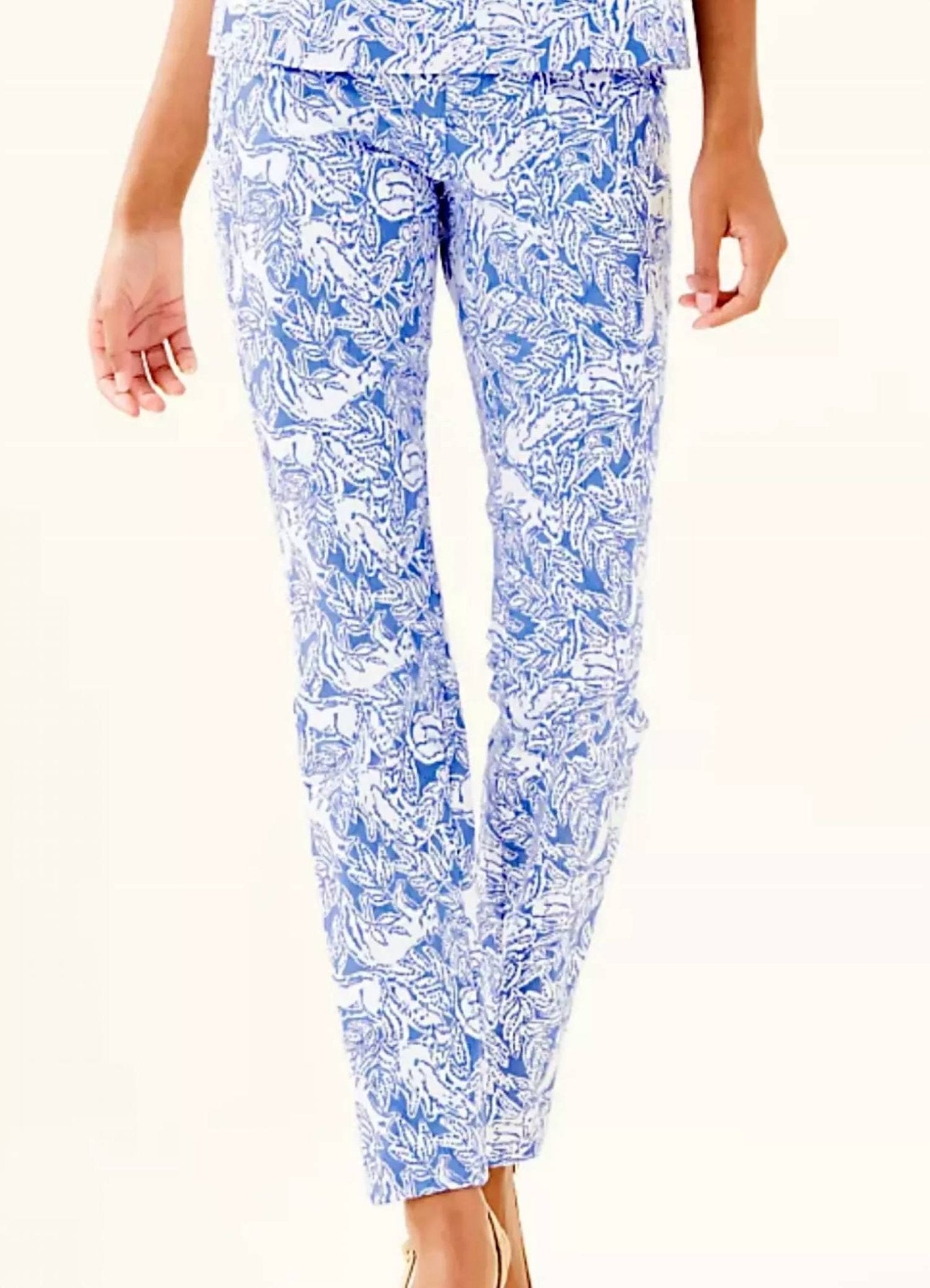Lilly Pulitzer - Kelly Skinny Ankle Pant - blue - clothing - cotton - blend