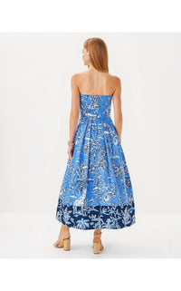 Lilly Pulitzer - Kenni Strapless Midi Dress - blue - clothing - cotton