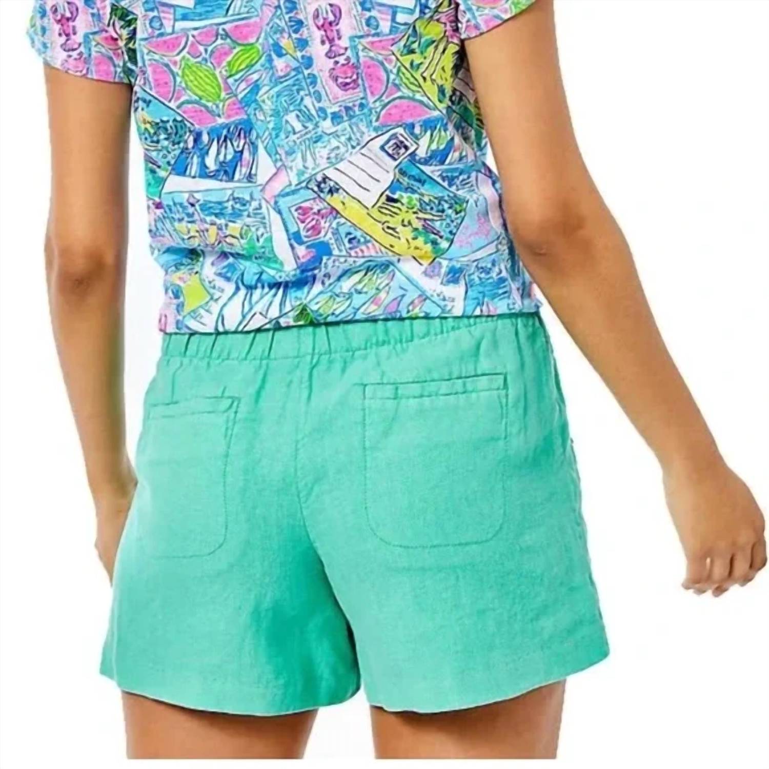 Lilly Pulitzer - Lilo Linen Shorts - clothing - green - high - waist