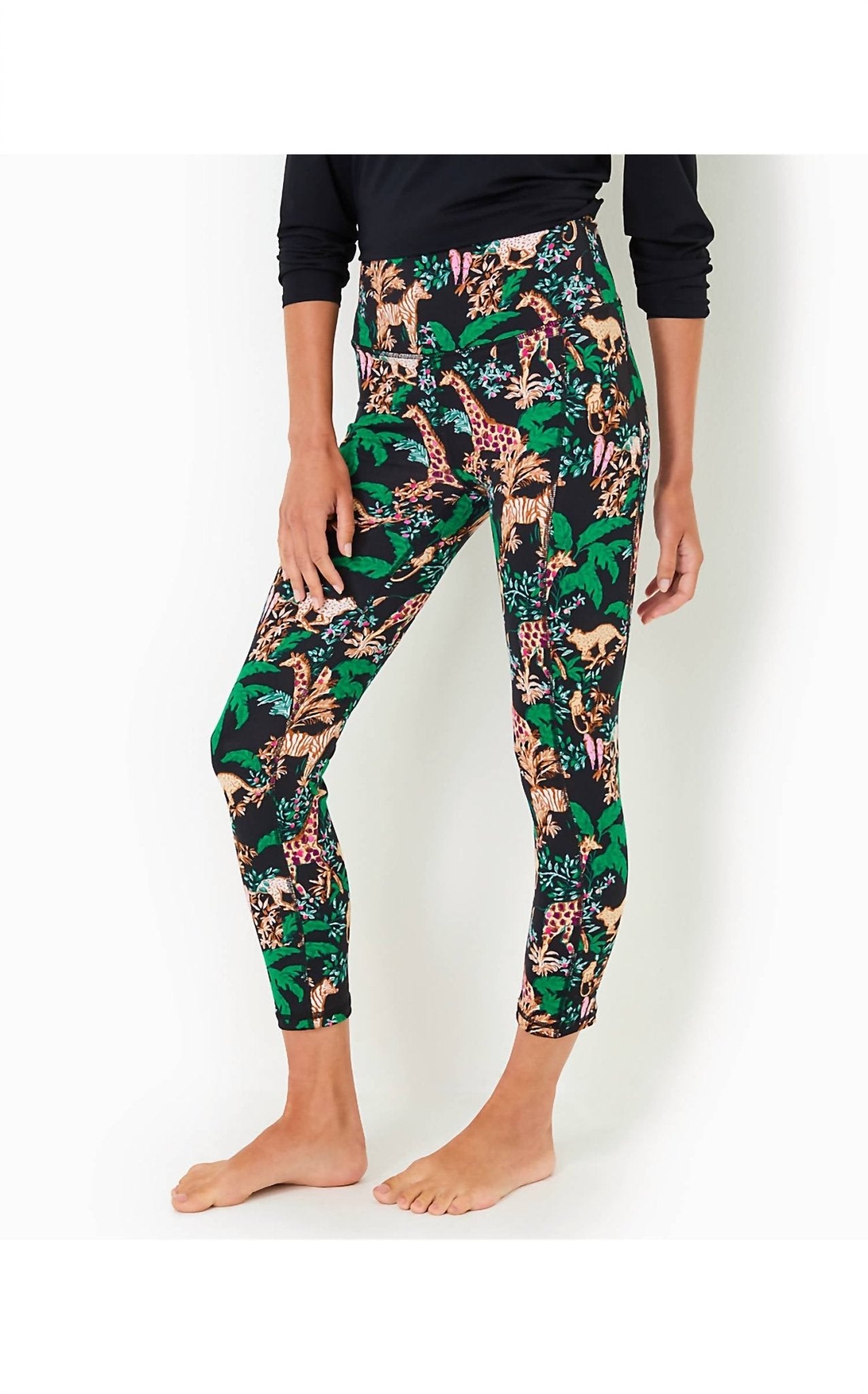 Lilly Pulitzer - Upf 50+ High Rise Weekender Midi Legging - animal - black - clothing