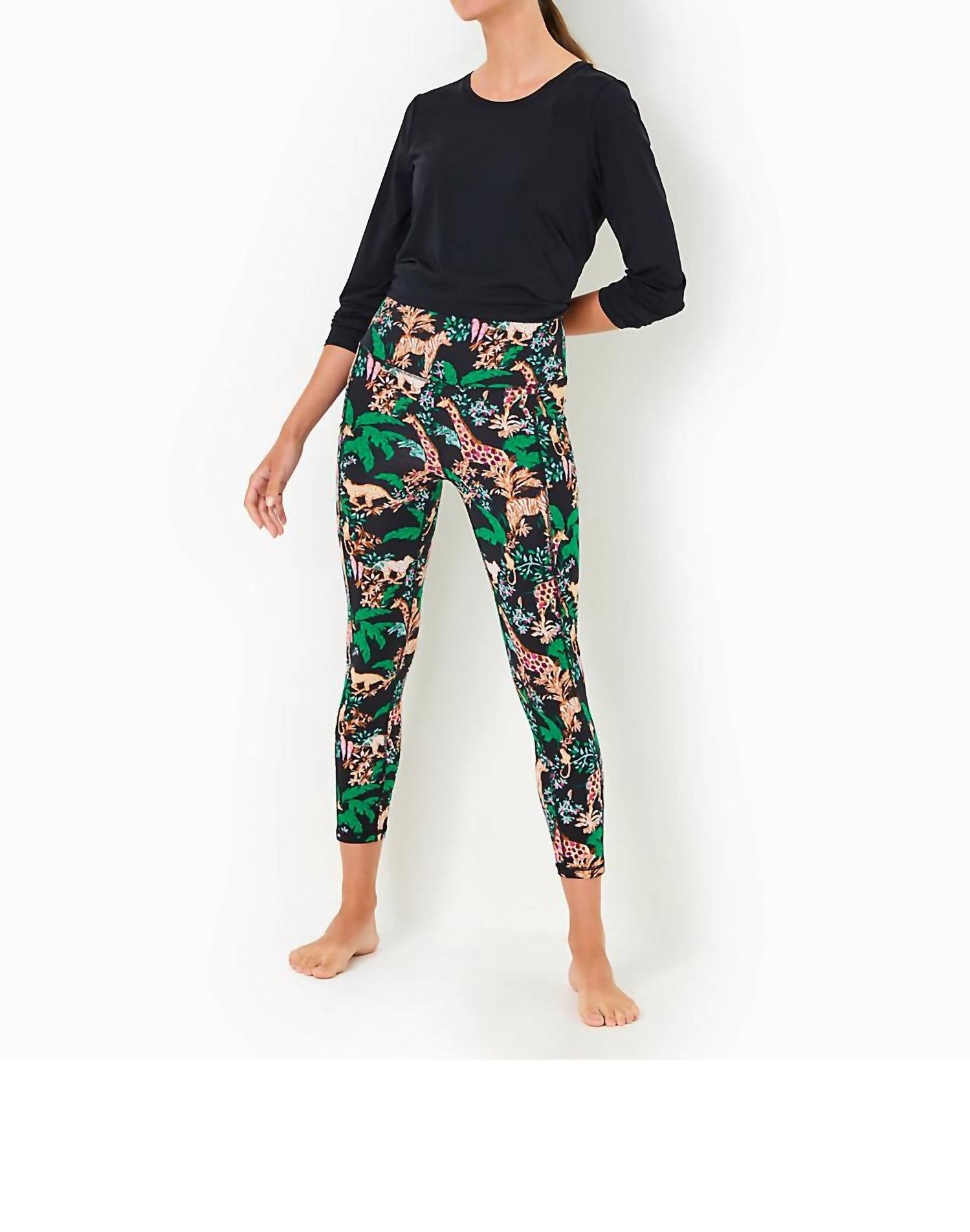 Lilly Pulitzer - Upf 50+ High Rise Weekender Midi Legging - animal - black - clothing